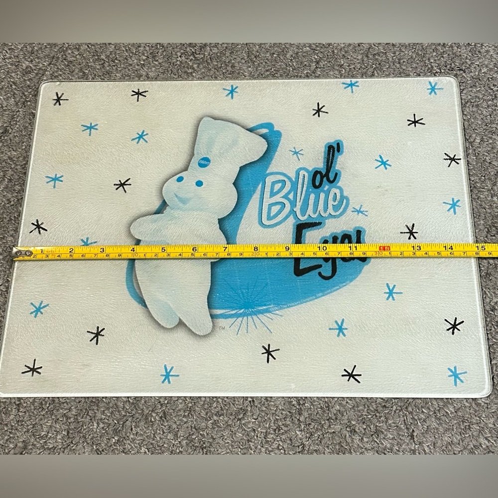Pillsbury Doughboy Glass Cutting Board Kitchen Blue Eyes 2007 USED POOR *STAINED - Picture 3 of 15